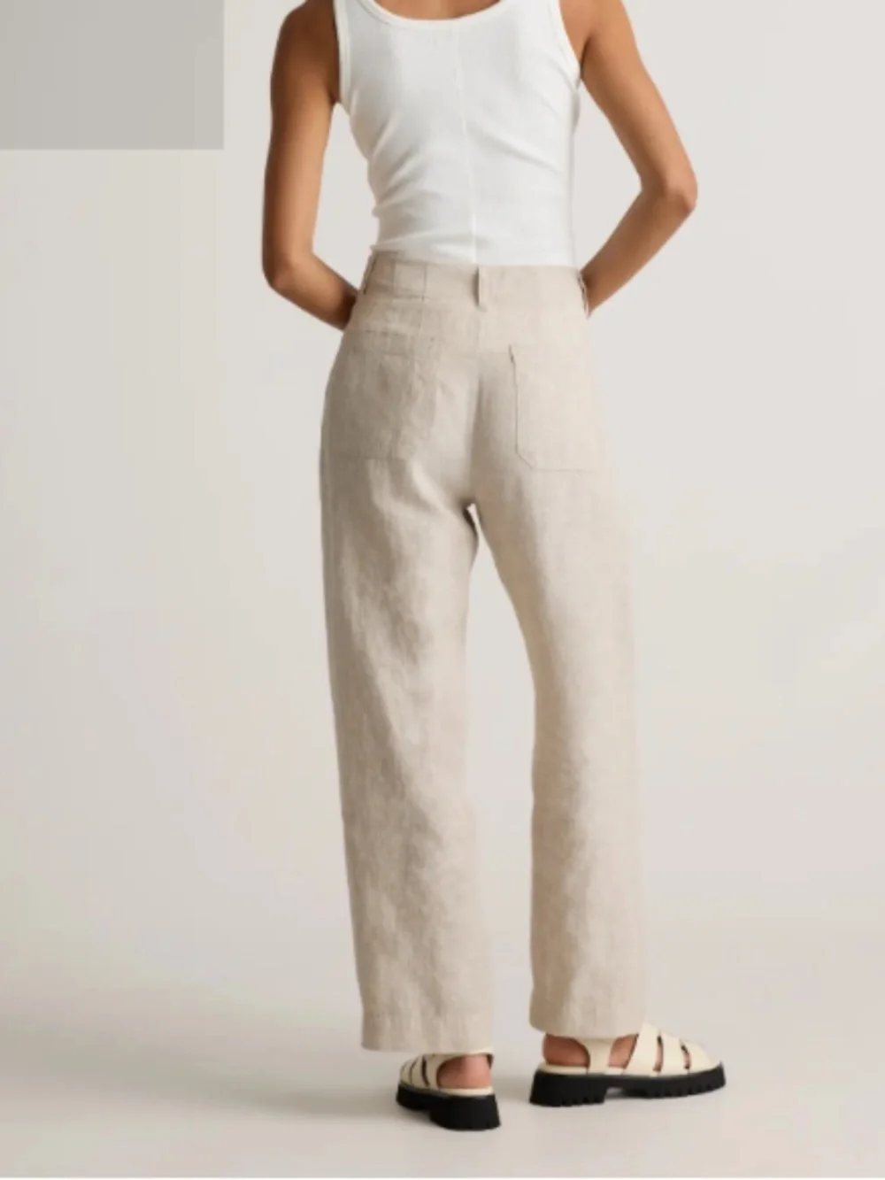 NWT! 100% European Linen Patch Pocket Wide Leg Pants (Sz 6) - Flax, Natural